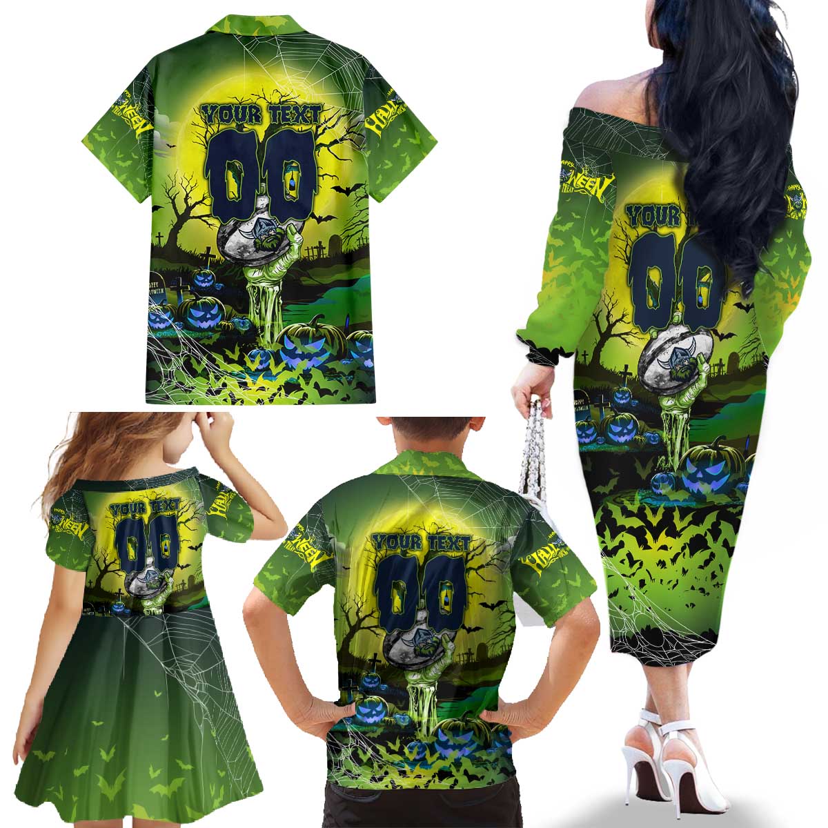 We Are Raiders Halloween Family Matching Off The Shoulder Long Sleeve Dress and Hawaiian Shirt Pumpkin Scary Spooky Season - Aussie Hoodie