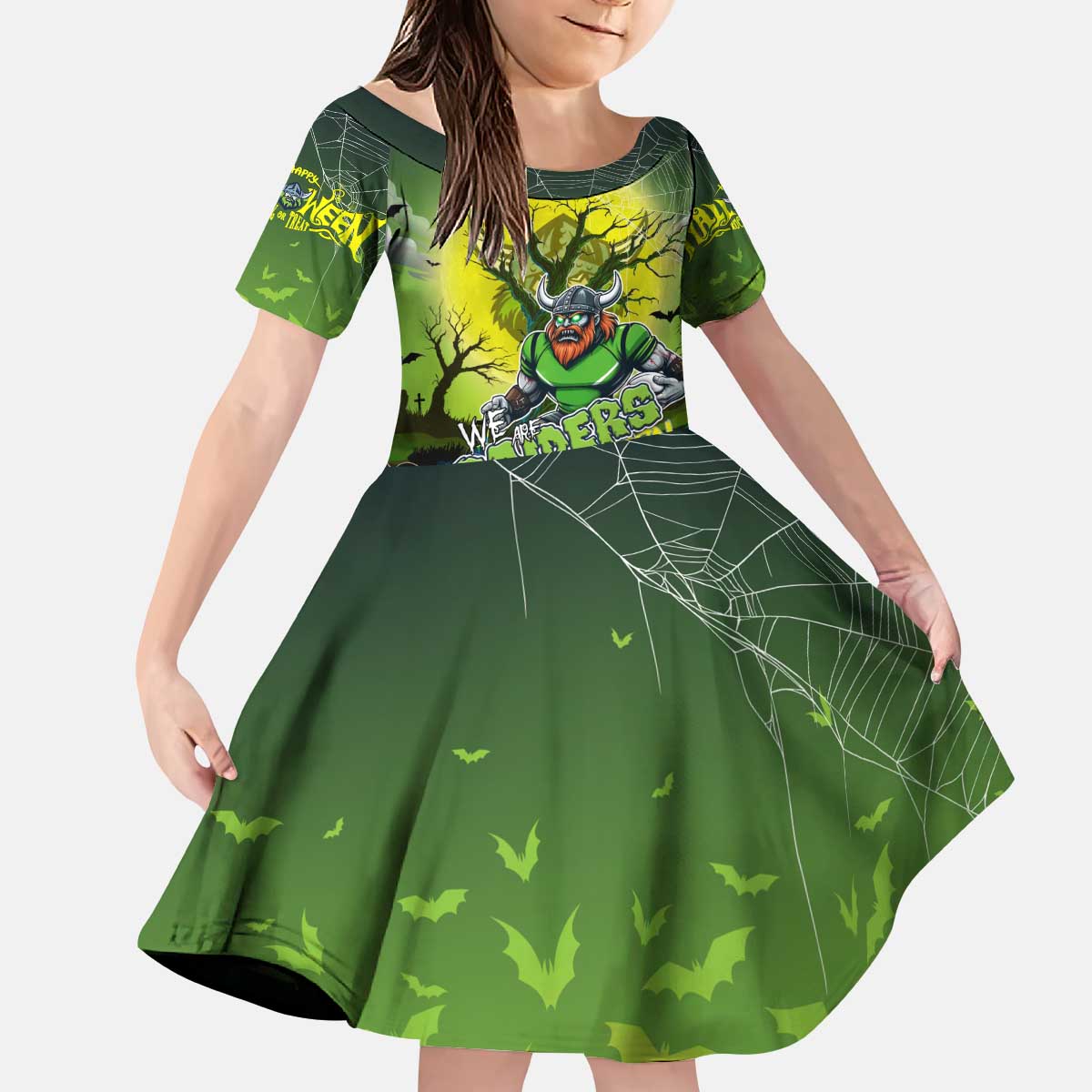 We Are Raiders Halloween Kid Short Sleeve Dress Pumpkin Scary Spooky Season - Aussie Hoodie
