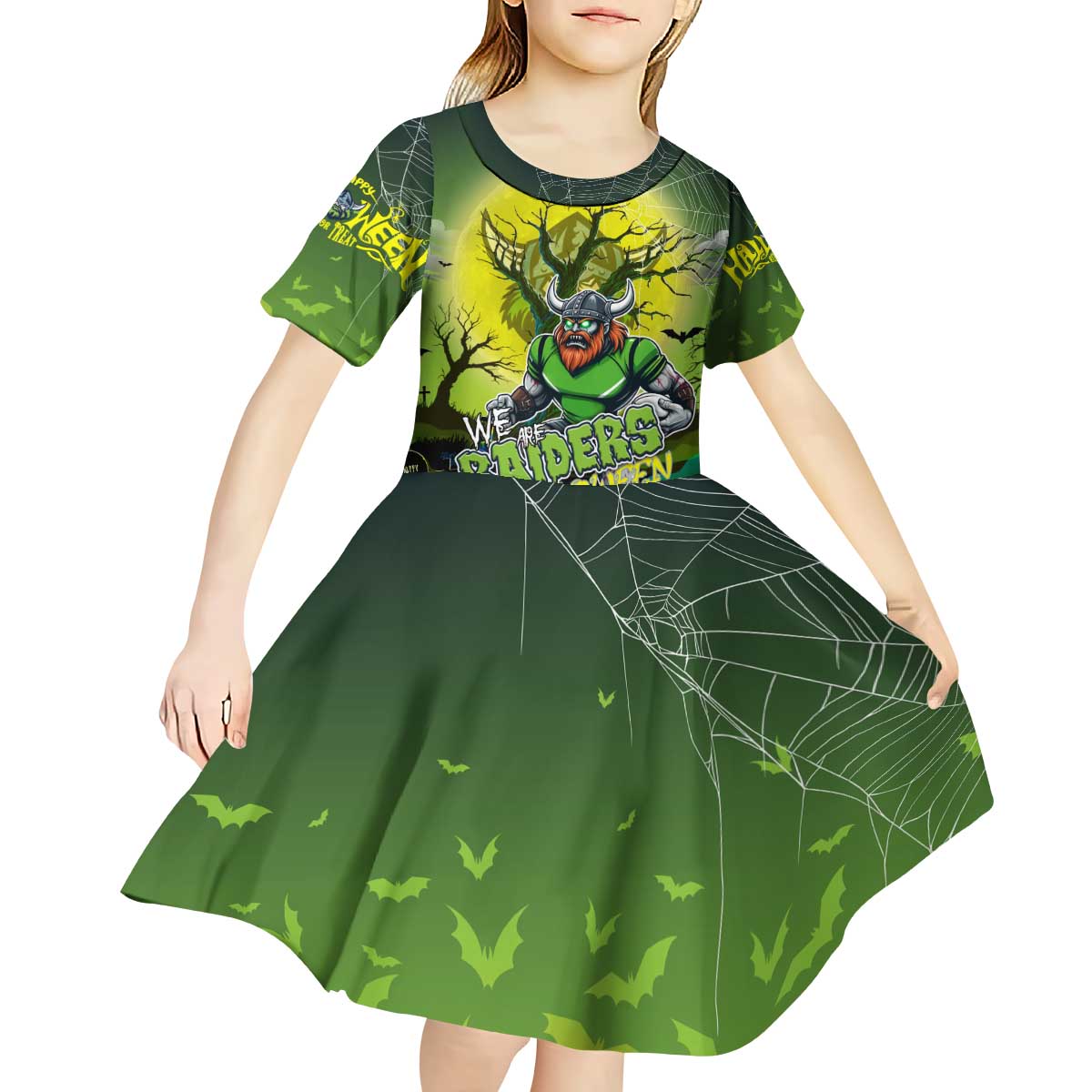 We Are Raiders Halloween Kid Short Sleeve Dress Pumpkin Scary Spooky Season - Aussie Hoodie