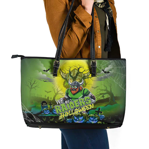 We Are Raiders Halloween Leather Tote Bag Pumpkin Scary Spooky Season - Aussie Hoodie