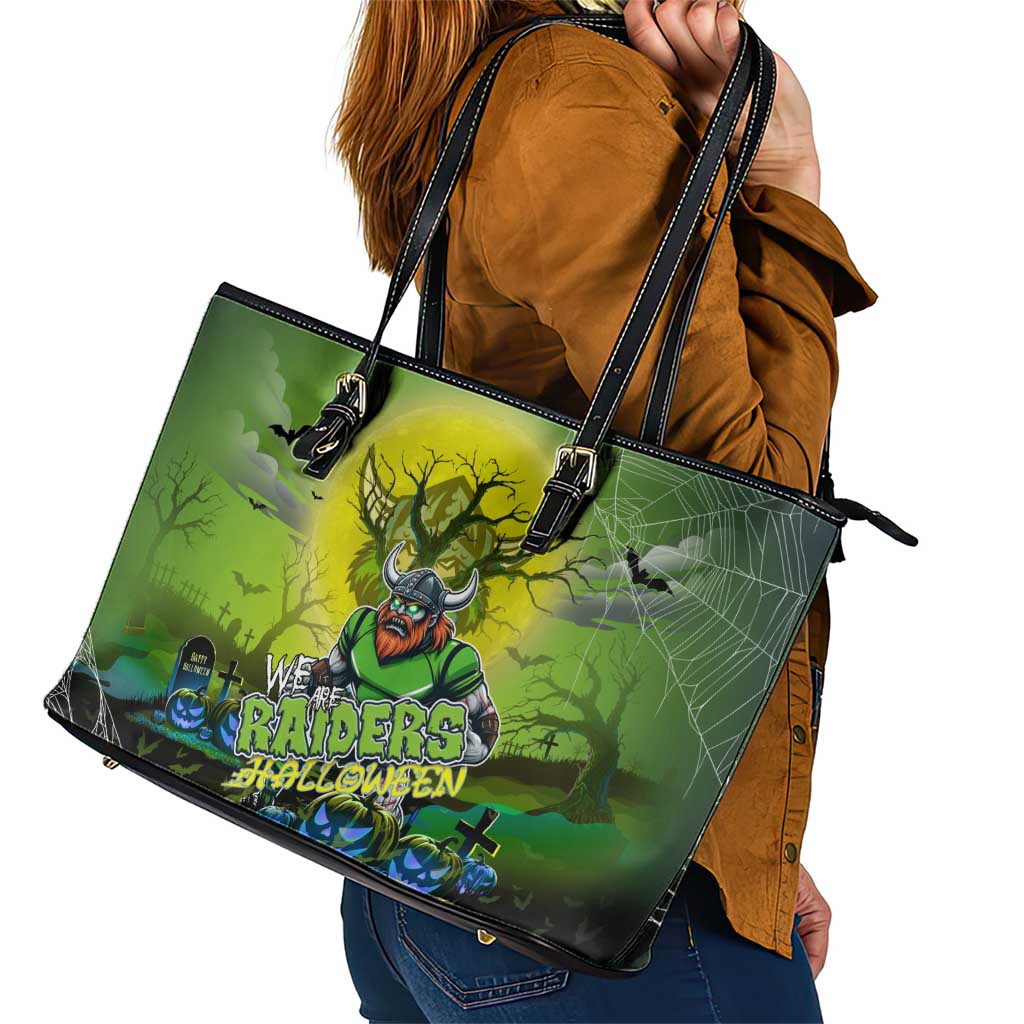 We Are Raiders Halloween Leather Tote Bag Pumpkin Scary Spooky Season - Aussie Hoodie