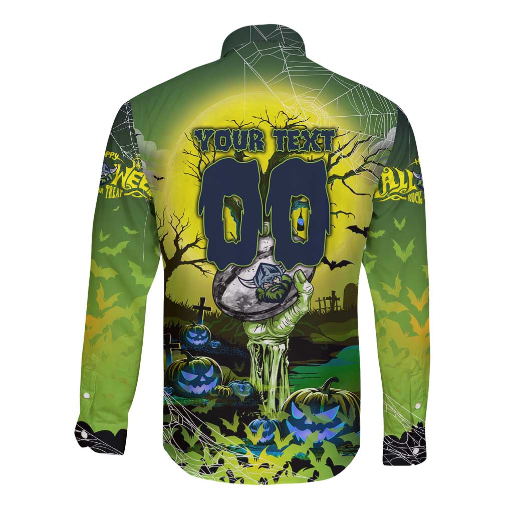 We Are Raiders Halloween Long Sleeve Button Shirt Pumpkin Scary Spooky Season - Aussie Hoodie