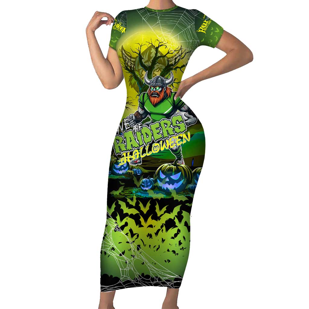 We Are Raiders Halloween Short Sleeve Bodycon Dress Pumpkin Scary Spooky Season - Aussie Hoodie