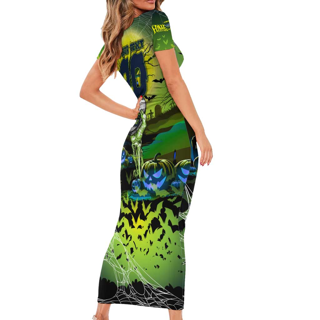 We Are Raiders Halloween Short Sleeve Bodycon Dress Pumpkin Scary Spooky Season - Aussie Hoodie
