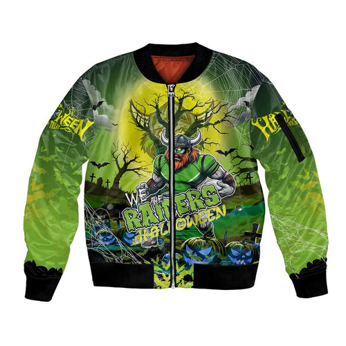 We Are Raiders Halloween Sleeve Zip Bomber Jacket Pumpkin Scary Spooky Season - Aussie Hoodie