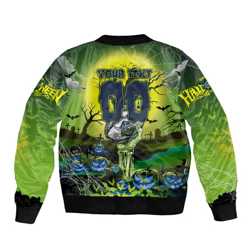 We Are Raiders Halloween Sleeve Zip Bomber Jacket Pumpkin Scary Spooky Season - Aussie Hoodie