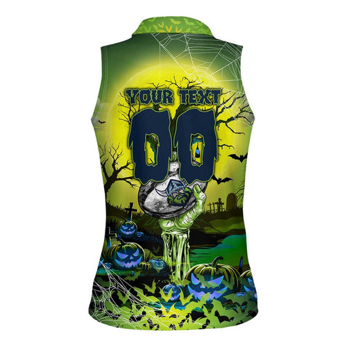 We Are Raiders Halloween Women Sleeveless Polo Shirt Pumpkin Scary Spooky Season - Aussie Hoodie
