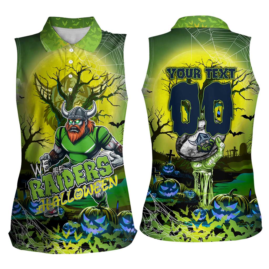 We Are Raiders Halloween Women Sleeveless Polo Shirt Pumpkin Scary Spooky Season - Aussie Hoodie