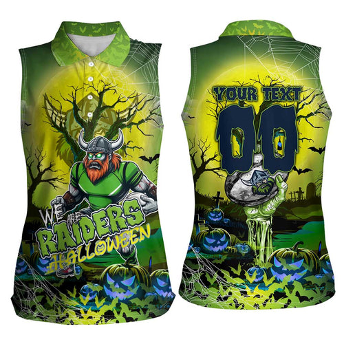 We Are Raiders Halloween Women Sleeveless Polo Shirt Pumpkin Scary Spooky Season - Aussie Hoodie