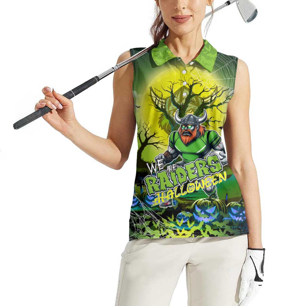 We Are Raiders Halloween Women Sleeveless Polo Shirt Pumpkin Scary Spooky Season - Aussie Hoodie