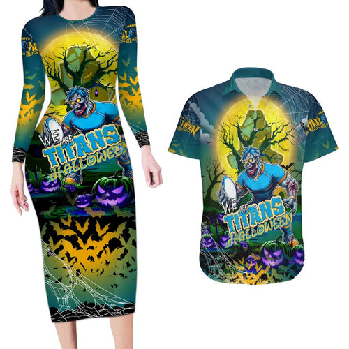 We Are Titans Halloween Couples Matching Long Sleeve Bodycon Dress and Hawaiian Shirt Pumpkin Scary Spooky Season - Aussie Hoodie