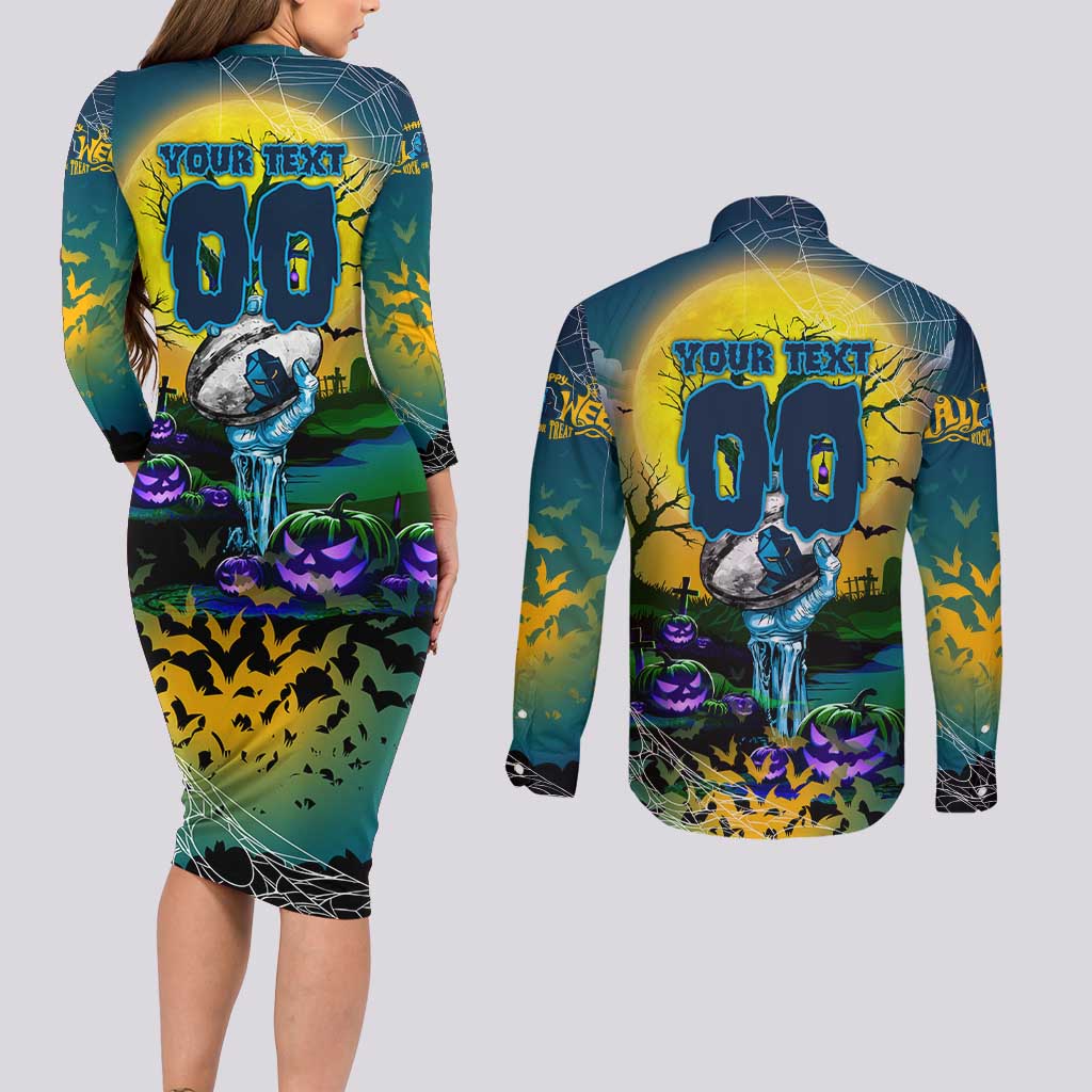 We Are Titans Halloween Couples Matching Long Sleeve Bodycon Dress and Long Sleeve Button Shirt Pumpkin Scary Spooky Season - Aussie Hoodie