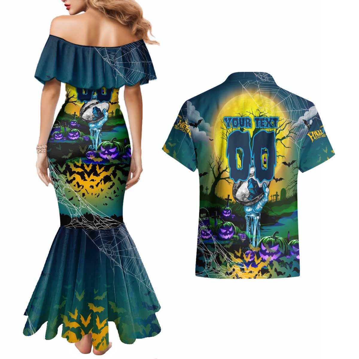 We Are Titans Halloween Couples Matching Mermaid Dress and Hawaiian Shirt Pumpkin Scary Spooky Season - Aussie Hoodie