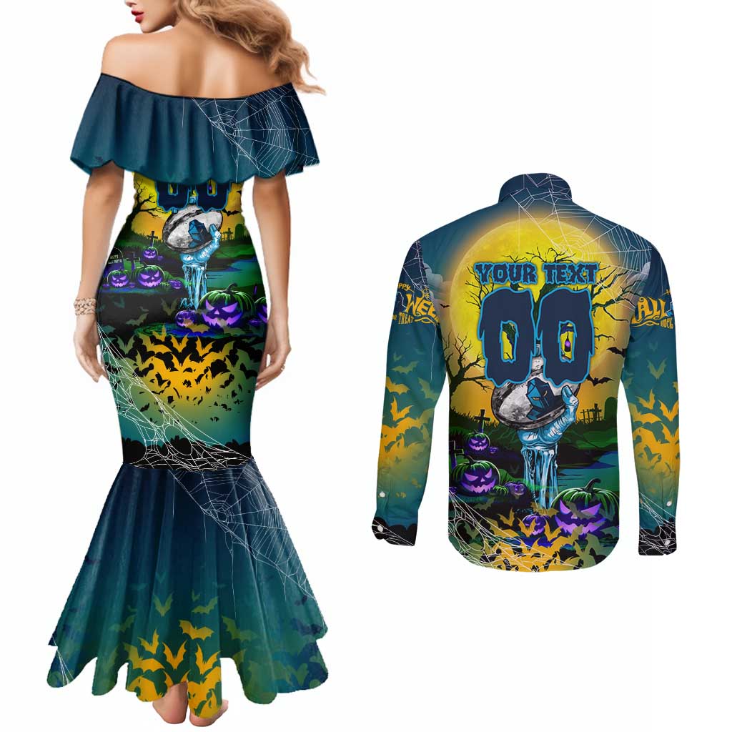 We Are Titans Halloween Couples Matching Mermaid Dress and Long Sleeve Button Shirt Pumpkin Scary Spooky Season - Aussie Hoodie