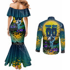 We Are Titans Halloween Couples Matching Mermaid Dress and Long Sleeve Button Shirt Pumpkin Scary Spooky Season - Aussie Hoodie