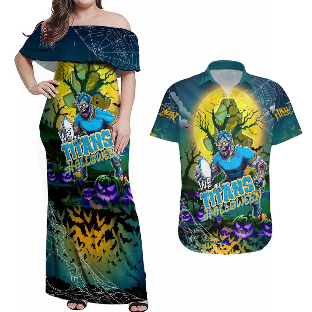 We Are Titans Halloween Couples Matching Off Shoulder Maxi Dress and Hawaiian Shirt Pumpkin Scary Spooky Season - Aussie Hoodie
