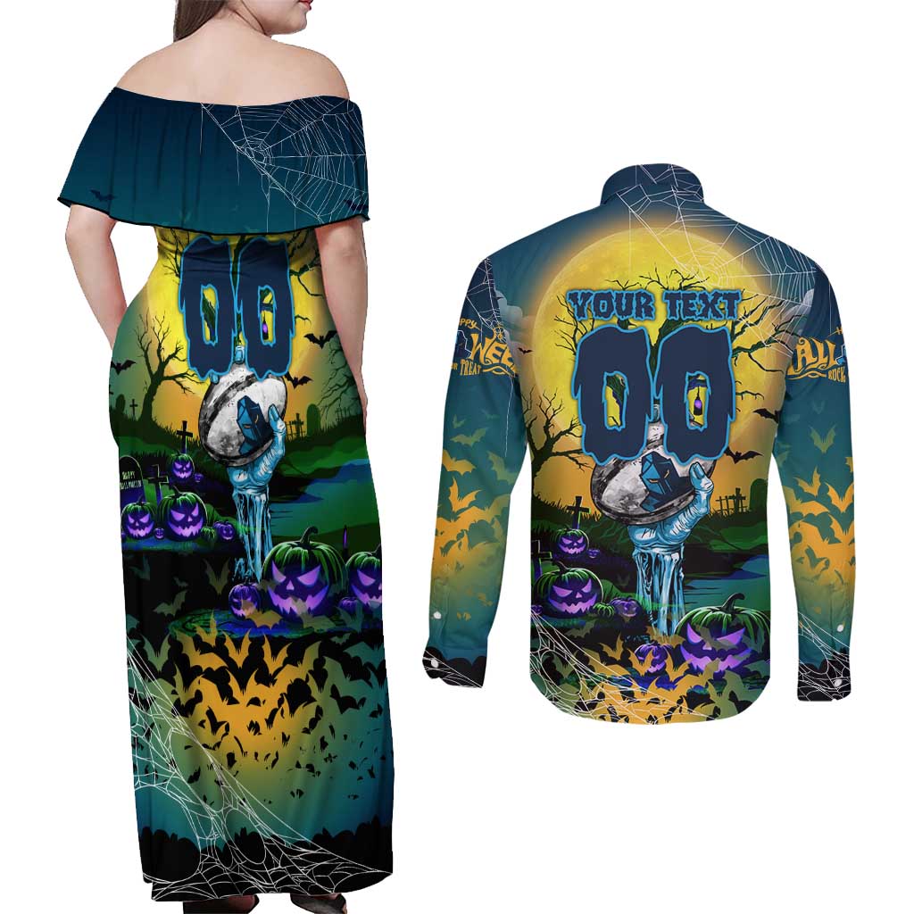 We Are Titans Halloween Couples Matching Off Shoulder Maxi Dress and Long Sleeve Button Shirt Pumpkin Scary Spooky Season - Aussie Hoodie