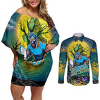 We Are Titans Halloween Couples Matching Off Shoulder Short Dress and Long Sleeve Button Shirt Pumpkin Scary Spooky Season - Aussie Hoodie