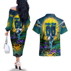 We Are Titans Halloween Couples Matching Off The Shoulder Long Sleeve Dress and Hawaiian Shirt Pumpkin Scary Spooky Season - Aussie Hoodie