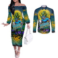 We Are Titans Halloween Couples Matching Off The Shoulder Long Sleeve Dress and Long Sleeve Button Shirt Pumpkin Scary Spooky Season - Aussie Hoodie