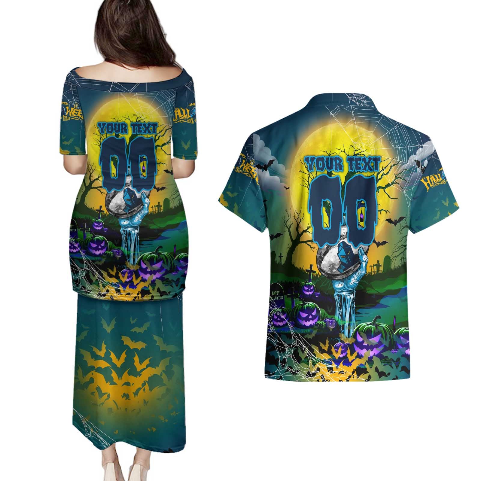 We Are Titans Halloween Couples Matching Puletasi and Hawaiian Shirt Pumpkin Scary Spooky Season - Aussie Hoodie