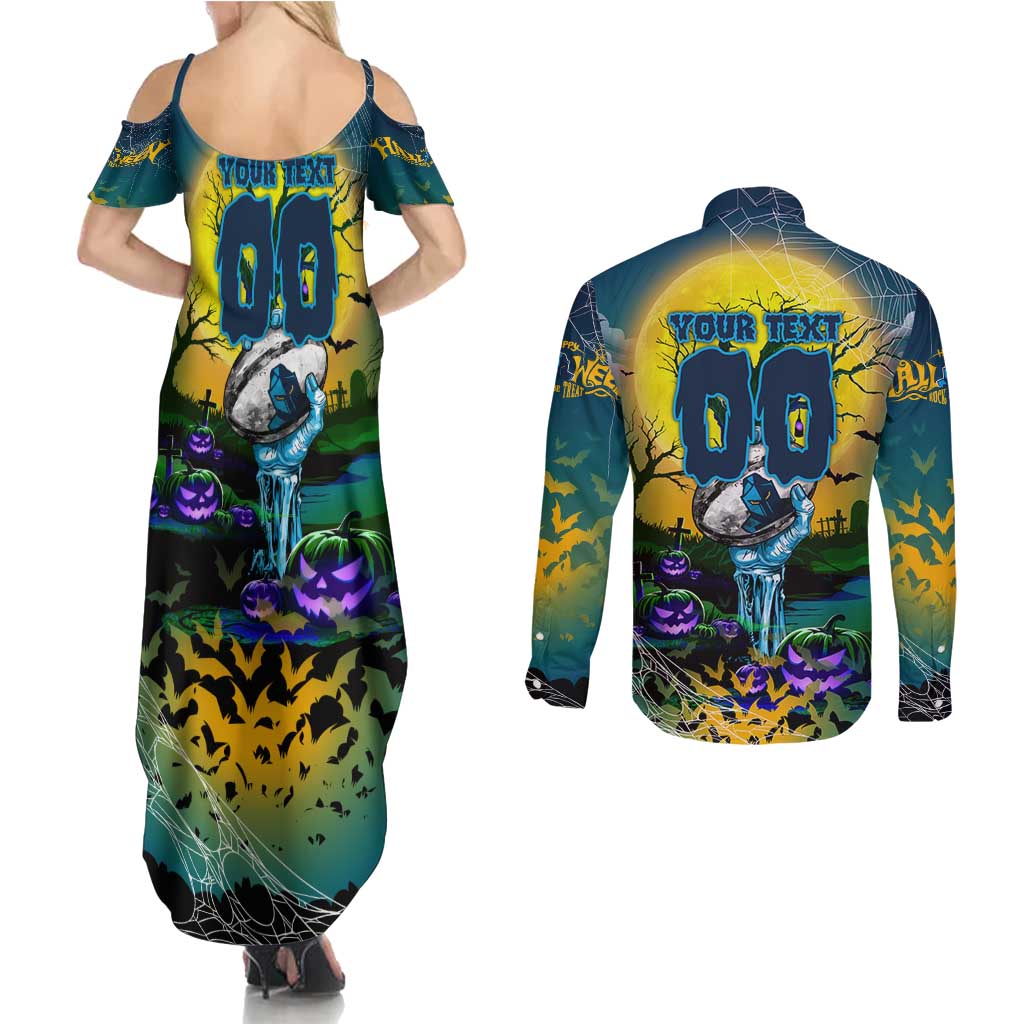 We Are Titans Halloween Couples Matching Summer Maxi Dress and Long Sleeve Button Shirt Pumpkin Scary Spooky Season - Aussie Hoodie