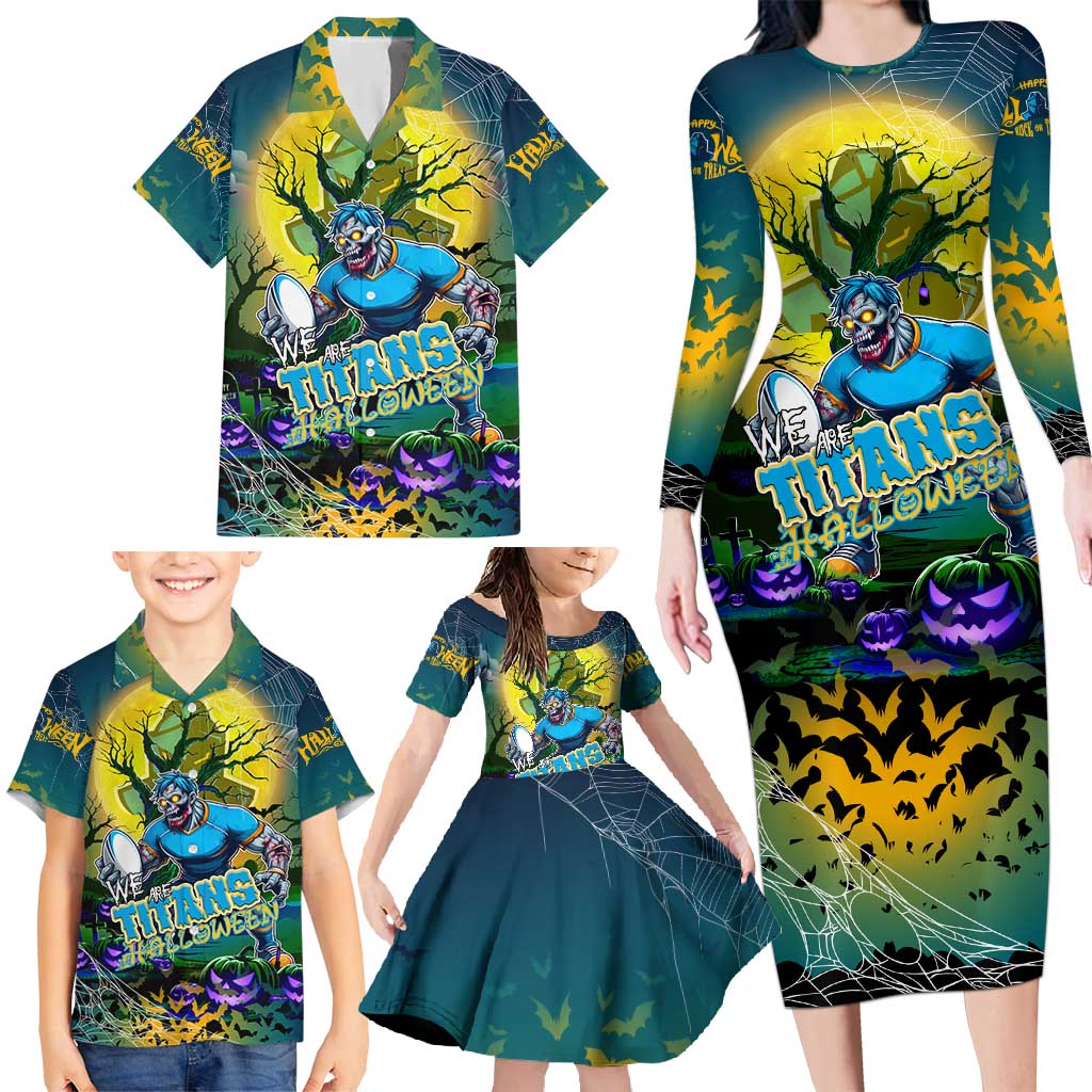 We Are Titans Halloween Family Matching Long Sleeve Bodycon Dress and Hawaiian Shirt Pumpkin Scary Spooky Season - Aussie Hoodie