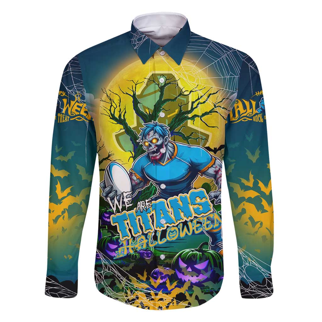 We Are Titans Halloween Family Matching Long Sleeve Bodycon Dress and Hawaiian Shirt Pumpkin Scary Spooky Season - Aussie Hoodie