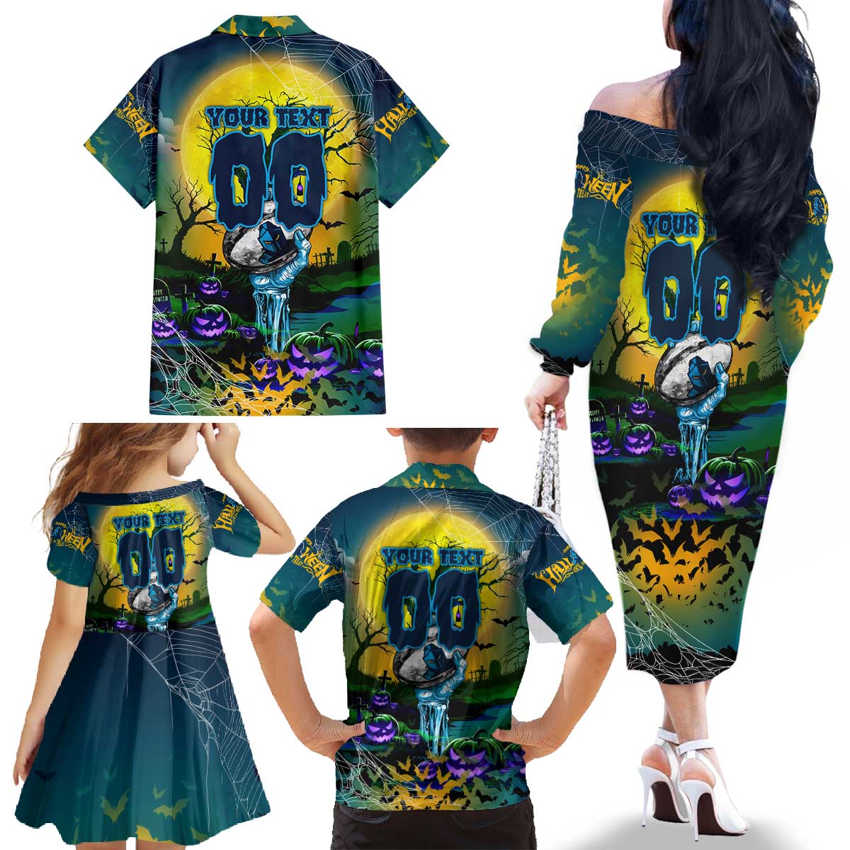 We Are Titans Halloween Family Matching Off The Shoulder Long Sleeve Dress and Hawaiian Shirt Pumpkin Scary Spooky Season - Aussie Hoodie