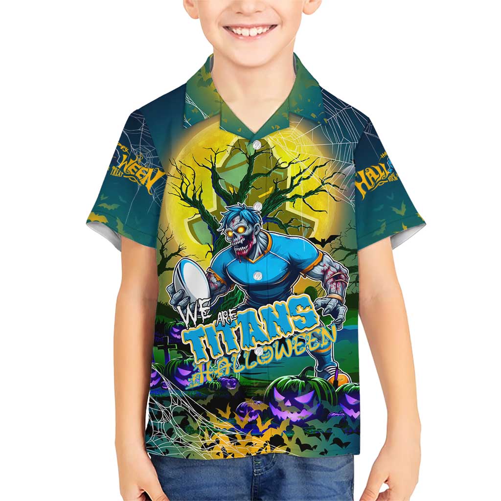 We Are Titans Halloween Family Matching Short Sleeve Bodycon Dress and Hawaiian Shirt Pumpkin Scary Spooky Season - Aussie Hoodie