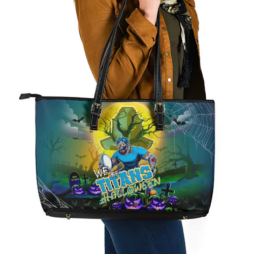 We Are Titans Halloween Leather Tote Bag Pumpkin Scary Spooky Season - Aussie Hoodie