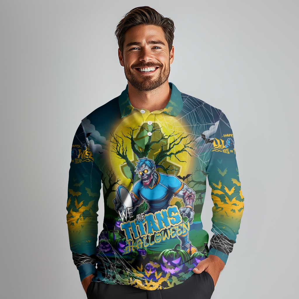 We Are Titans Halloween Long Sleeve Polo Shirt Pumpkin Scary Spooky Season - Aussie Hoodie