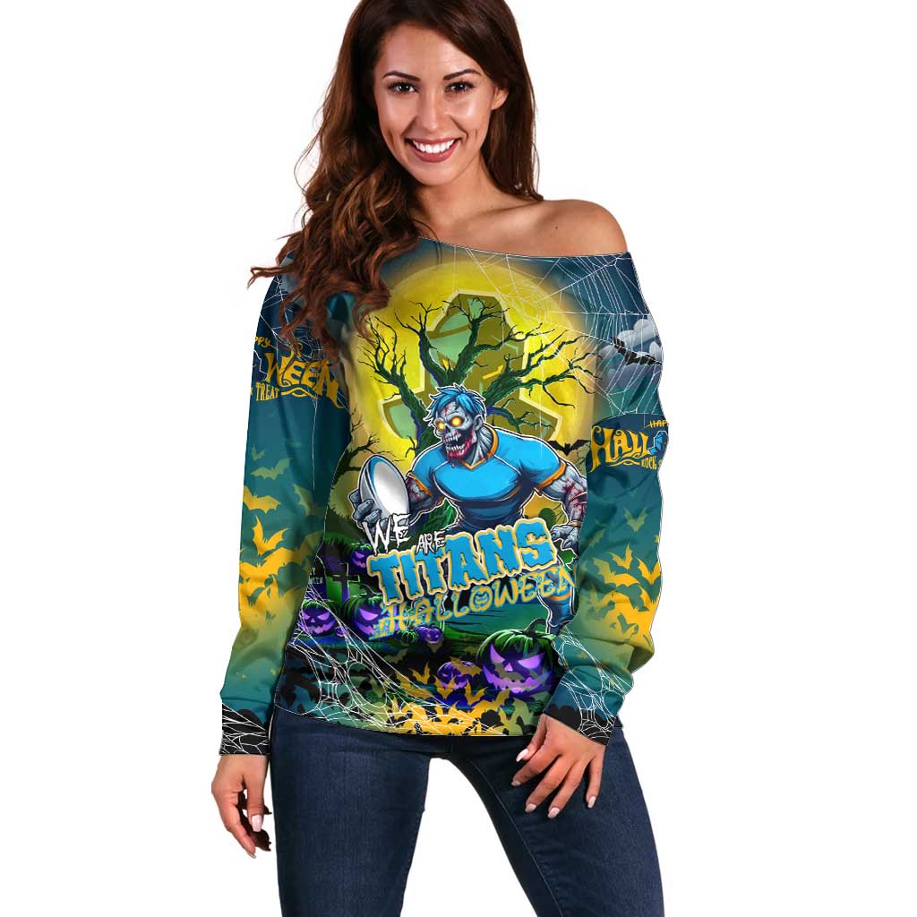 We Are Titans Halloween Off Shoulder Sweater Pumpkin Scary Spooky Season - Aussie Hoodie