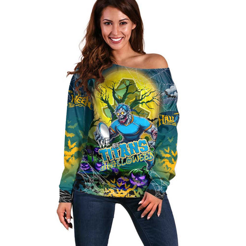 We Are Titans Halloween Off Shoulder Sweater Pumpkin Scary Spooky Season - Aussie Hoodie