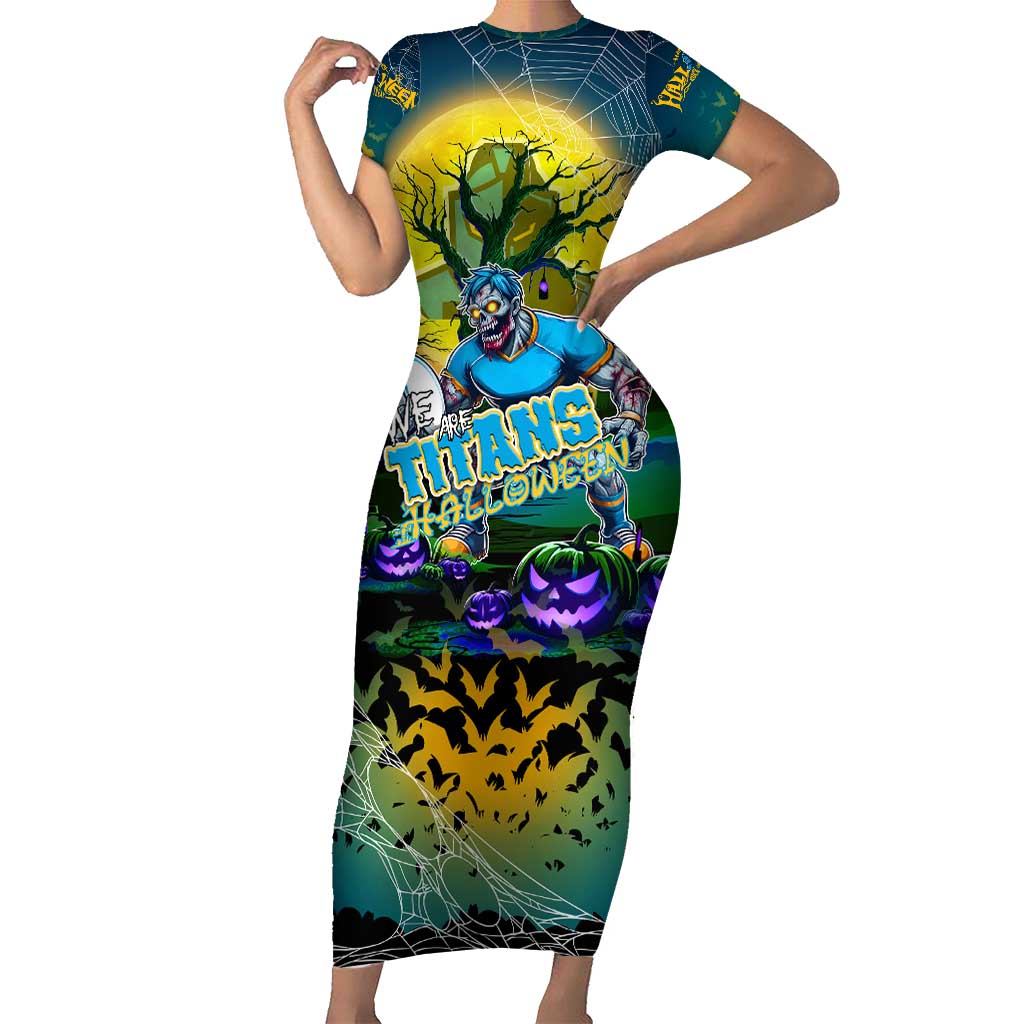 We Are Titans Halloween Short Sleeve Bodycon Dress Pumpkin Scary Spooky Season - Aussie Hoodie