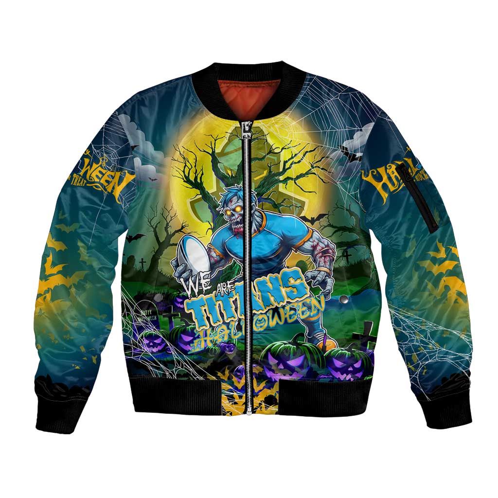 We Are Titans Halloween Sleeve Zip Bomber Jacket Pumpkin Scary Spooky Season - Aussie Hoodie