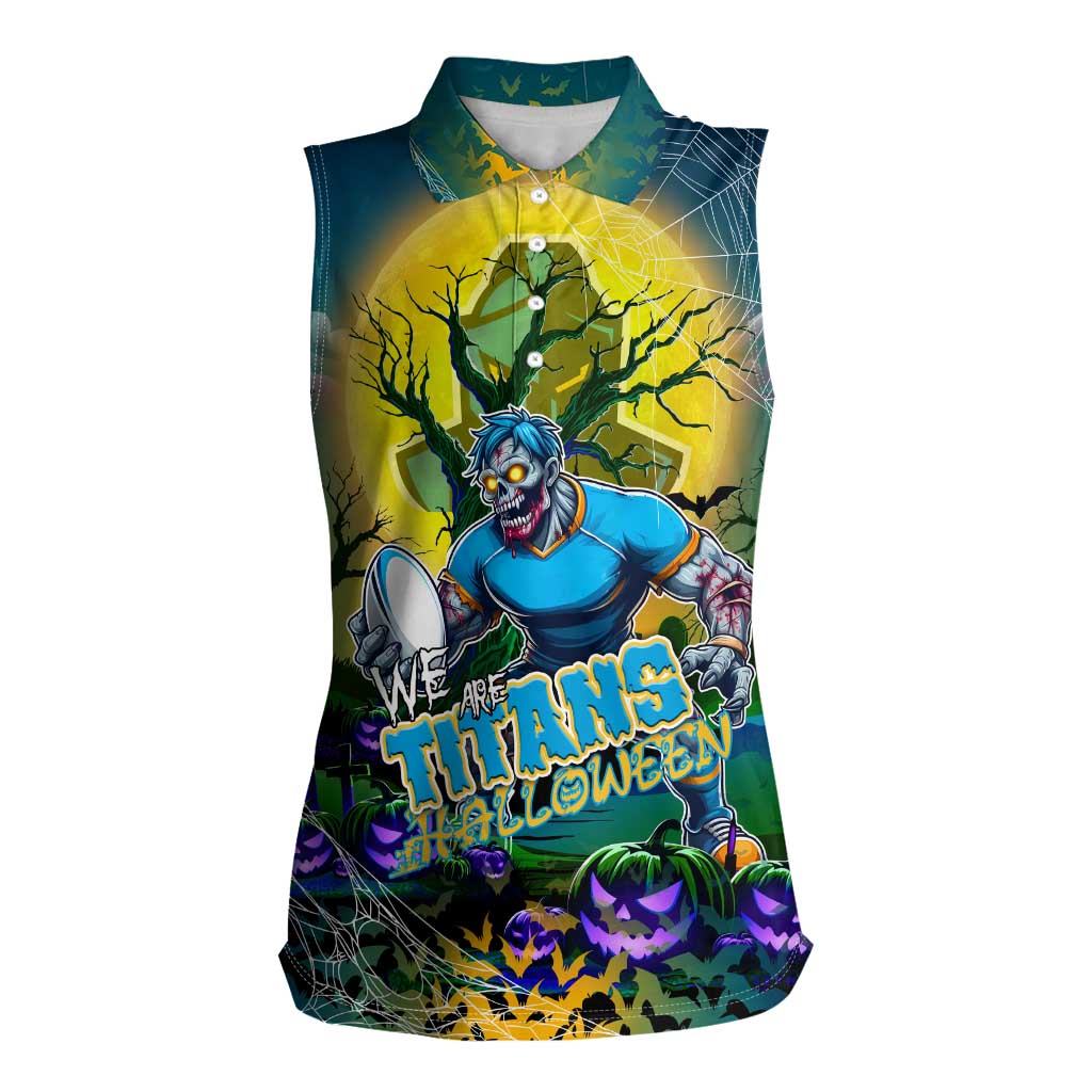 We Are Titans Halloween Women Sleeveless Polo Shirt Pumpkin Scary Spooky Season - Aussie Hoodie