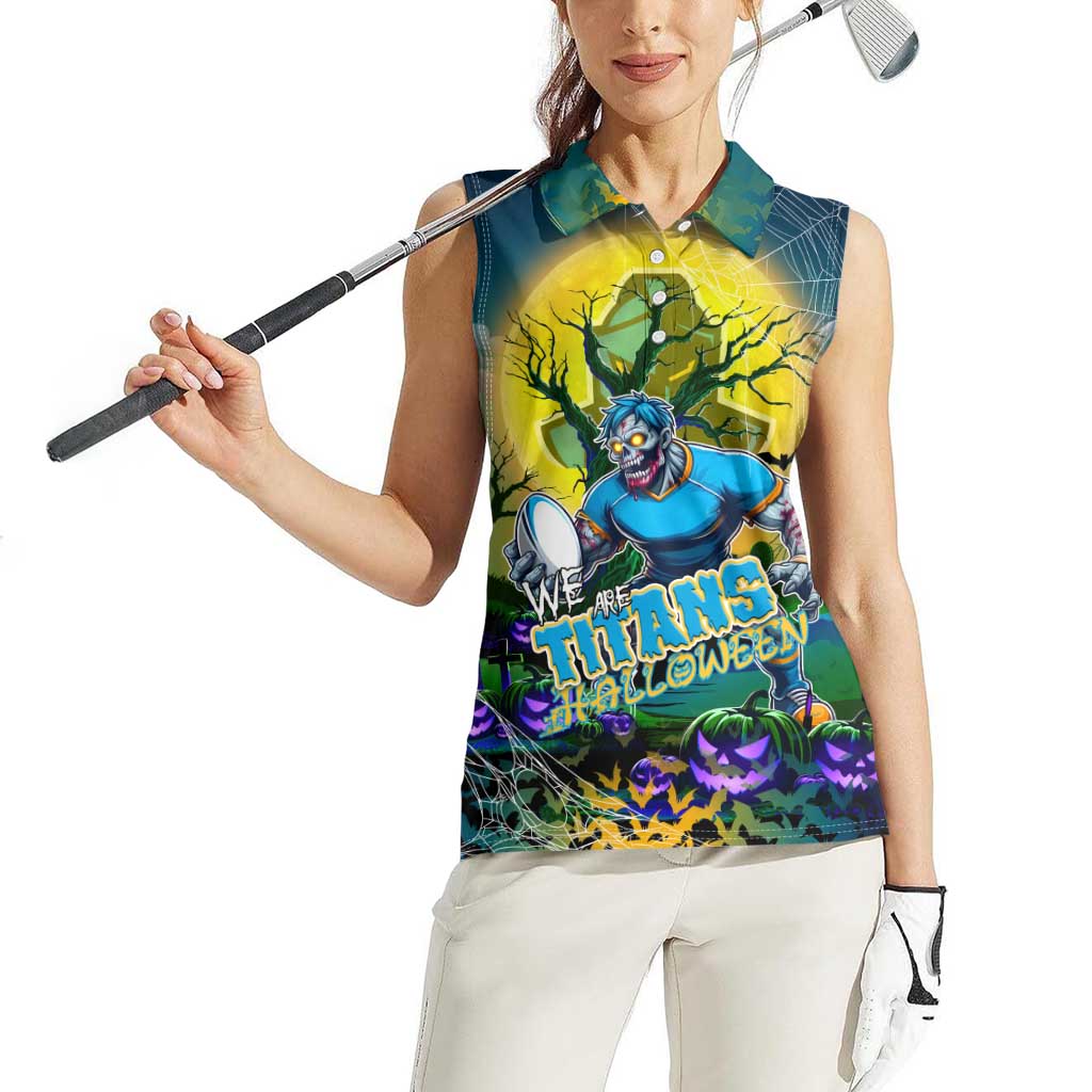 We Are Titans Halloween Women Sleeveless Polo Shirt Pumpkin Scary Spooky Season - Aussie Hoodie