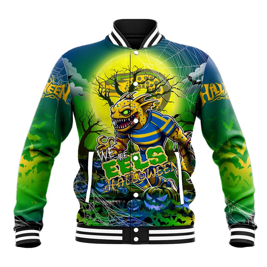 We Are Eels Halloween Baseball Jacket Pumpkin Scary Spooky Season - Aussie Hoodie