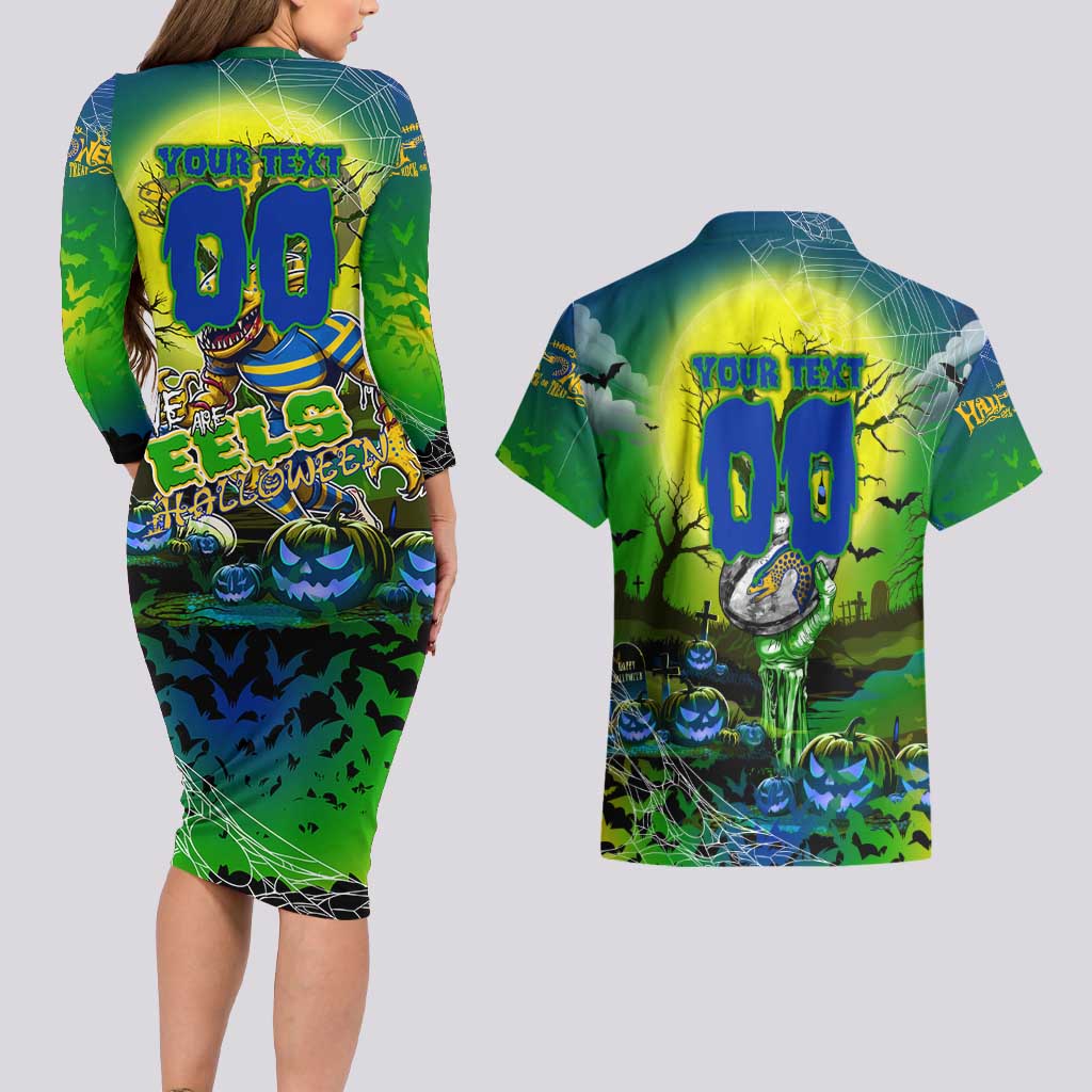 We Are Eels Halloween Couples Matching Long Sleeve Bodycon Dress and Hawaiian Shirt Pumpkin Scary Spooky Season - Aussie Hoodie