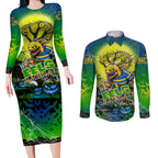 We Are Eels Halloween Couples Matching Long Sleeve Bodycon Dress and Long Sleeve Button Shirt Pumpkin Scary Spooky Season - Aussie Hoodie
