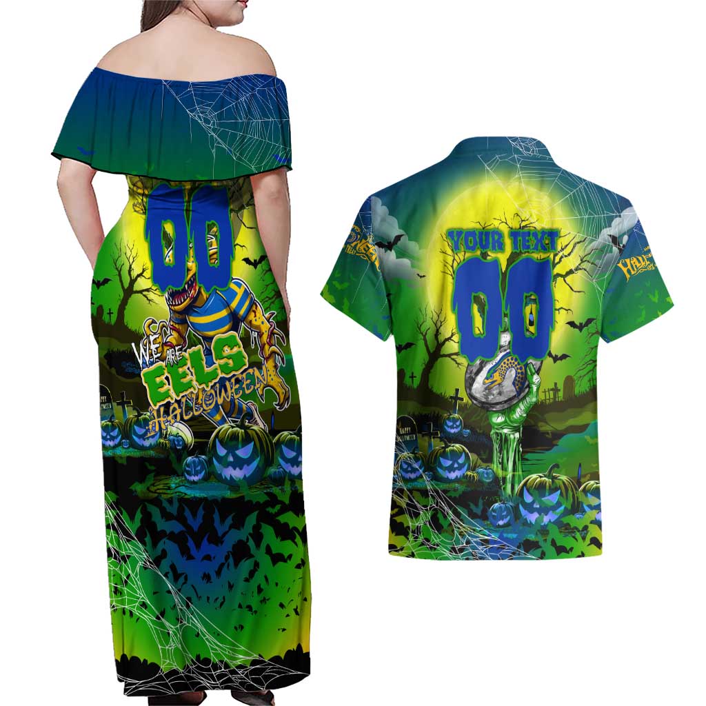 We Are Eels Halloween Couples Matching Off Shoulder Maxi Dress and Hawaiian Shirt Pumpkin Scary Spooky Season - Aussie Hoodie