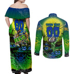 We Are Eels Halloween Couples Matching Off Shoulder Maxi Dress and Long Sleeve Button Shirt Pumpkin Scary Spooky Season - Aussie Hoodie