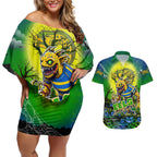 We Are Eels Halloween Couples Matching Off Shoulder Short Dress and Hawaiian Shirt Pumpkin Scary Spooky Season - Aussie Hoodie
