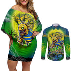 We Are Eels Halloween Couples Matching Off Shoulder Short Dress and Long Sleeve Button Shirt Pumpkin Scary Spooky Season - Aussie Hoodie