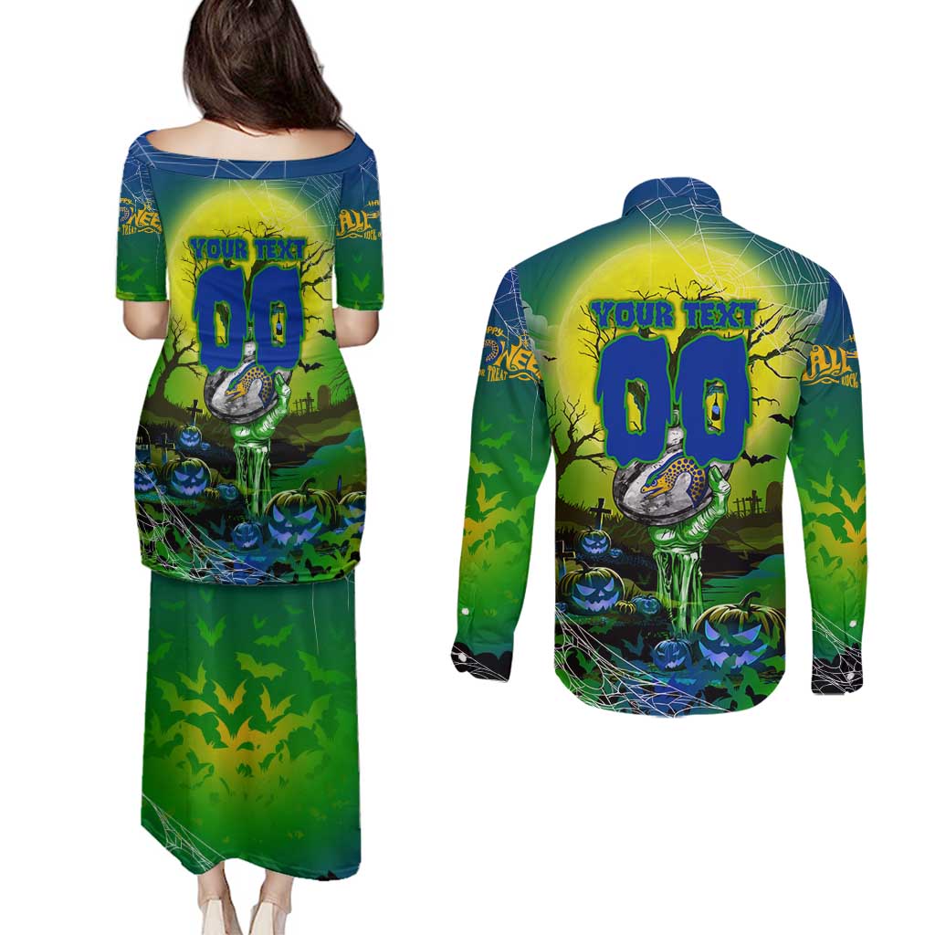 We Are Eels Halloween Couples Matching Puletasi and Long Sleeve Button Shirt Pumpkin Scary Spooky Season - Aussie Hoodie