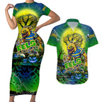 We Are Eels Halloween Couples Matching Short Sleeve Bodycon Dress and Hawaiian Shirt Pumpkin Scary Spooky Season - Aussie Hoodie