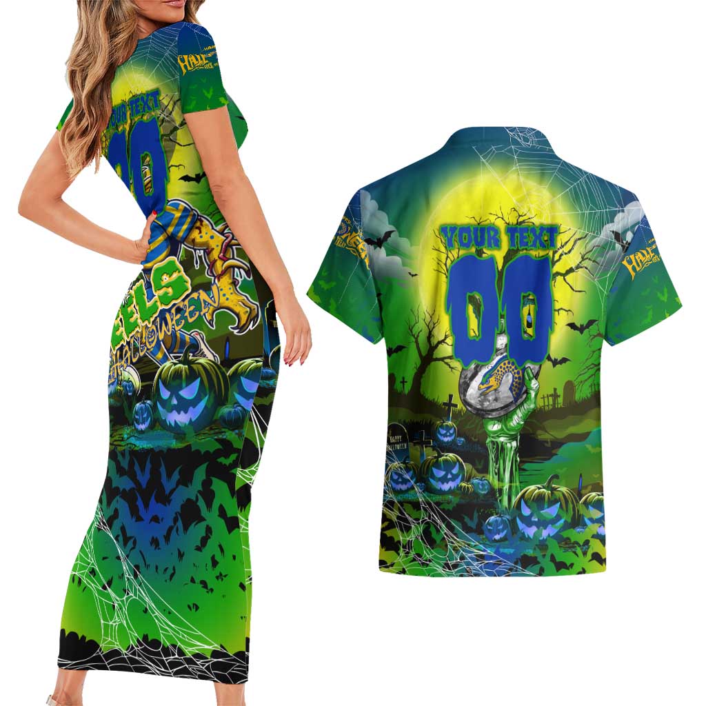 We Are Eels Halloween Couples Matching Short Sleeve Bodycon Dress and Hawaiian Shirt Pumpkin Scary Spooky Season - Aussie Hoodie