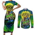 We Are Eels Halloween Couples Matching Short Sleeve Bodycon Dress and Long Sleeve Button Shirt Pumpkin Scary Spooky Season - Aussie Hoodie