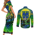 We Are Eels Halloween Couples Matching Short Sleeve Bodycon Dress and Long Sleeve Button Shirt Pumpkin Scary Spooky Season - Aussie Hoodie